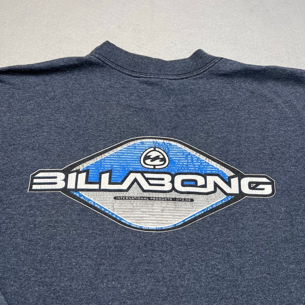 Billabong Long Sleeve Shirt Mens‎ XXL Blue Vintage Graphic Logo Crewneck Tee